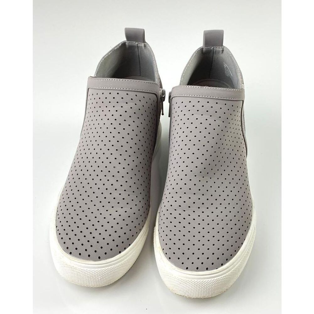 Steven by Steve Madden Clarke Hightop Sneaker Wedge Womens 8 Gray Side Zip AD229